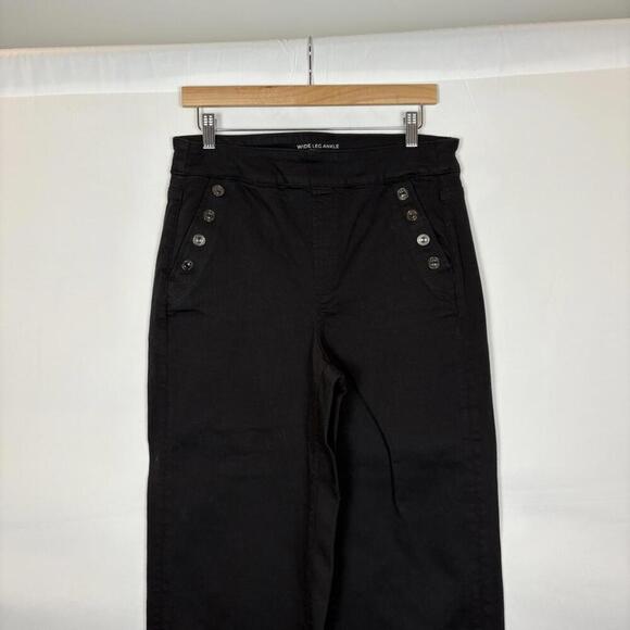 Chico's Black Wide Leg Stretch Pull on Black Denim Jeans Size: 10 - Picture 4 of 9